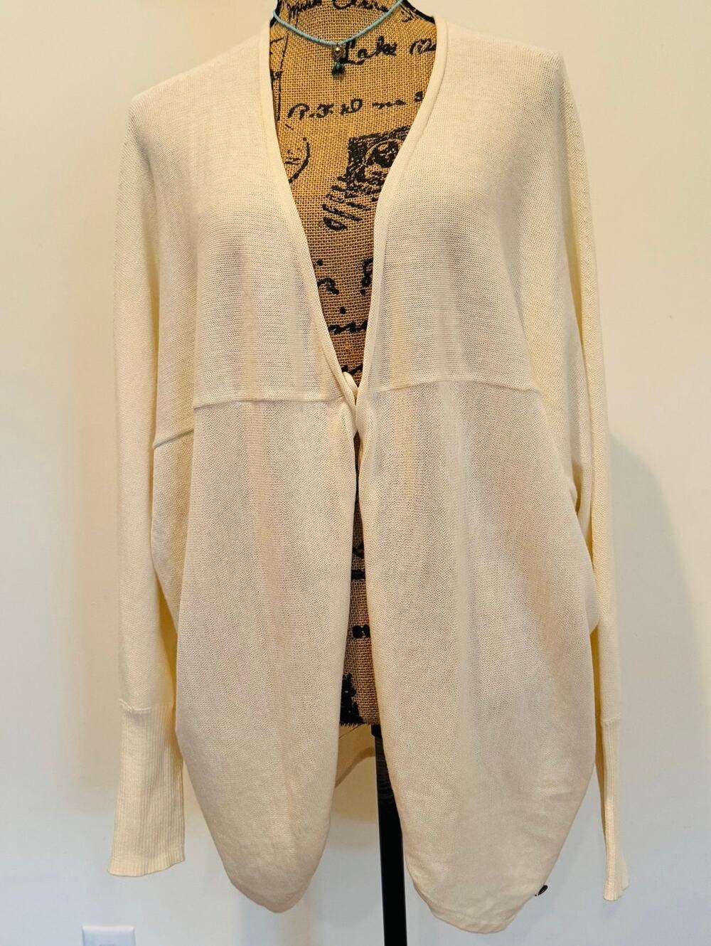Royal Robbins Womens Cream Cotton Relaxed Draped Open Cardigan Sweater Medium